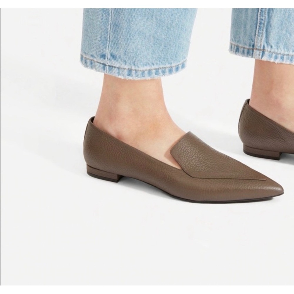 Everlane The Boss Flat‎ Women 6.5 Brown Leather Pointed Toe Minimalist Office